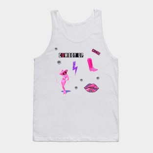 Cute Cowgirl Aesthetic Pink Cowboy Up Sticker Pack Tank Top